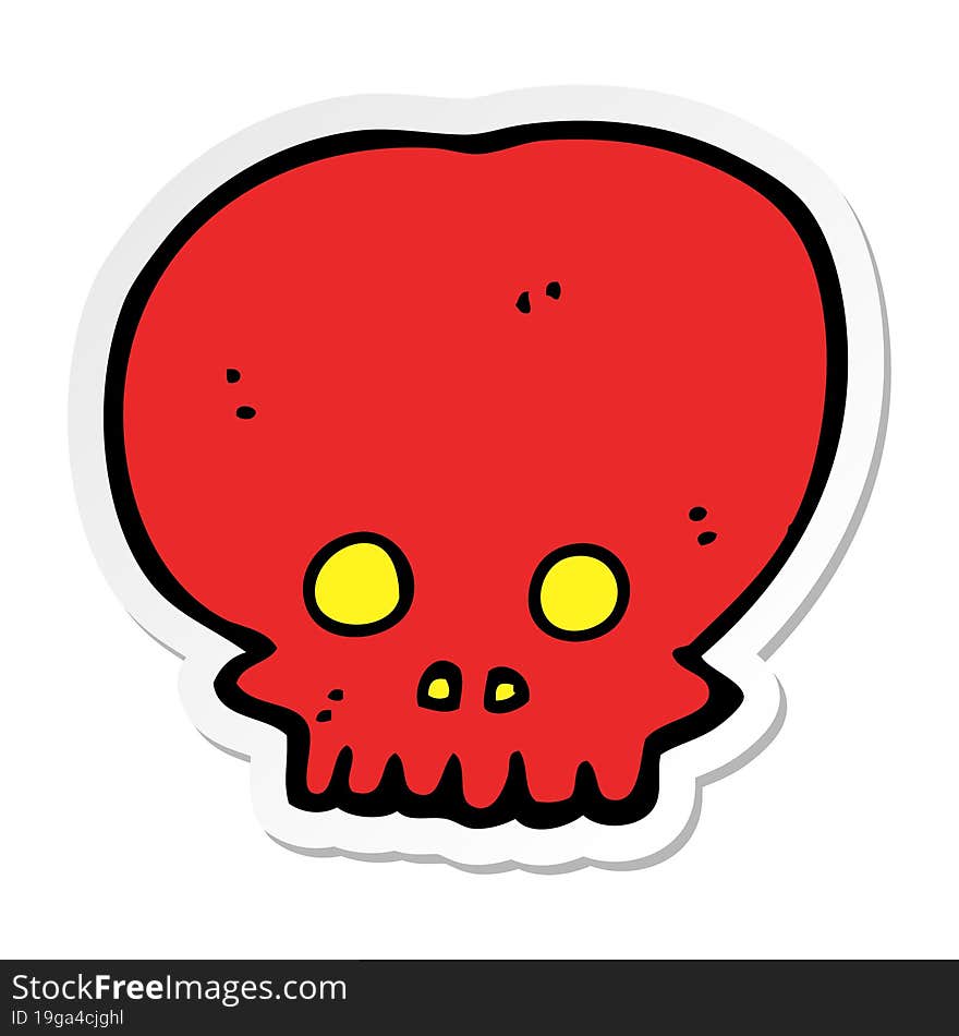 sticker of a cartoon spooky skull symbol