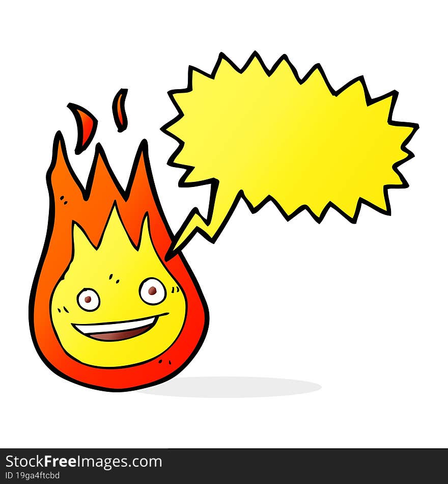 Cartoon Friendly Fireball With Speech Bubble