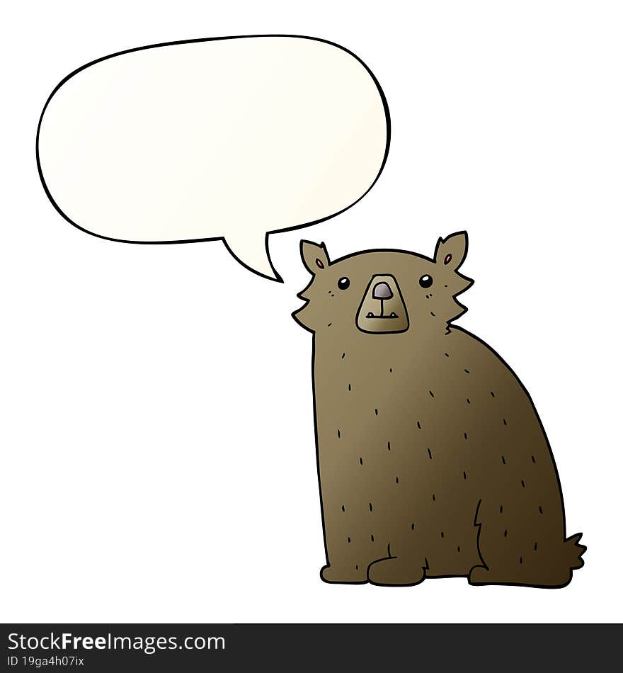 cartoon bear and speech bubble in smooth gradient style