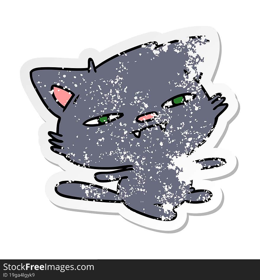 distressed sticker cartoon of cute kawaii cat