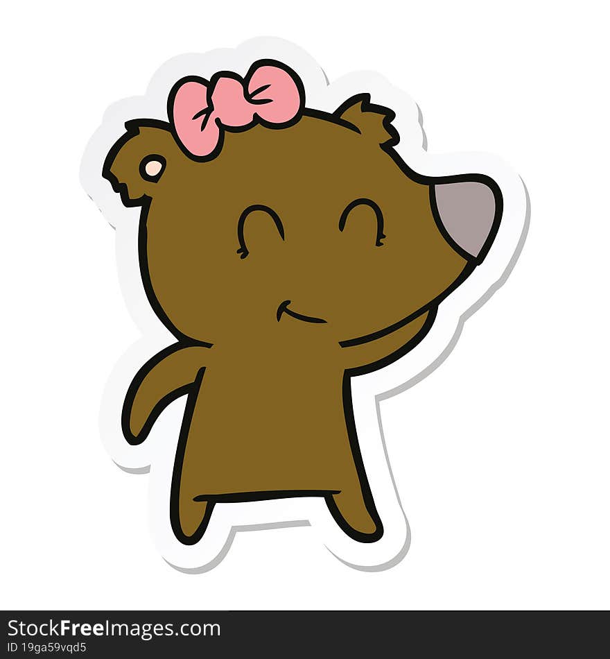 sticker of a female bear cartoon