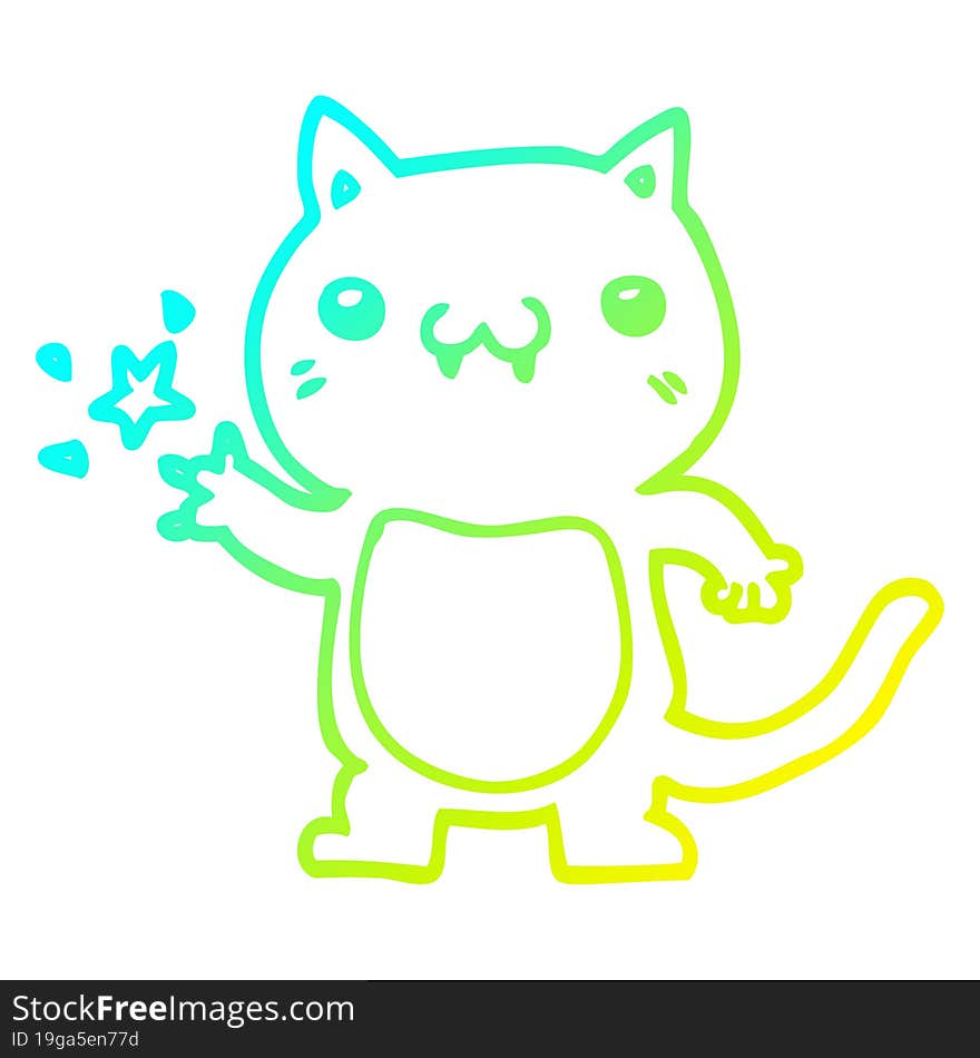 cold gradient line drawing cartoon cat scratching