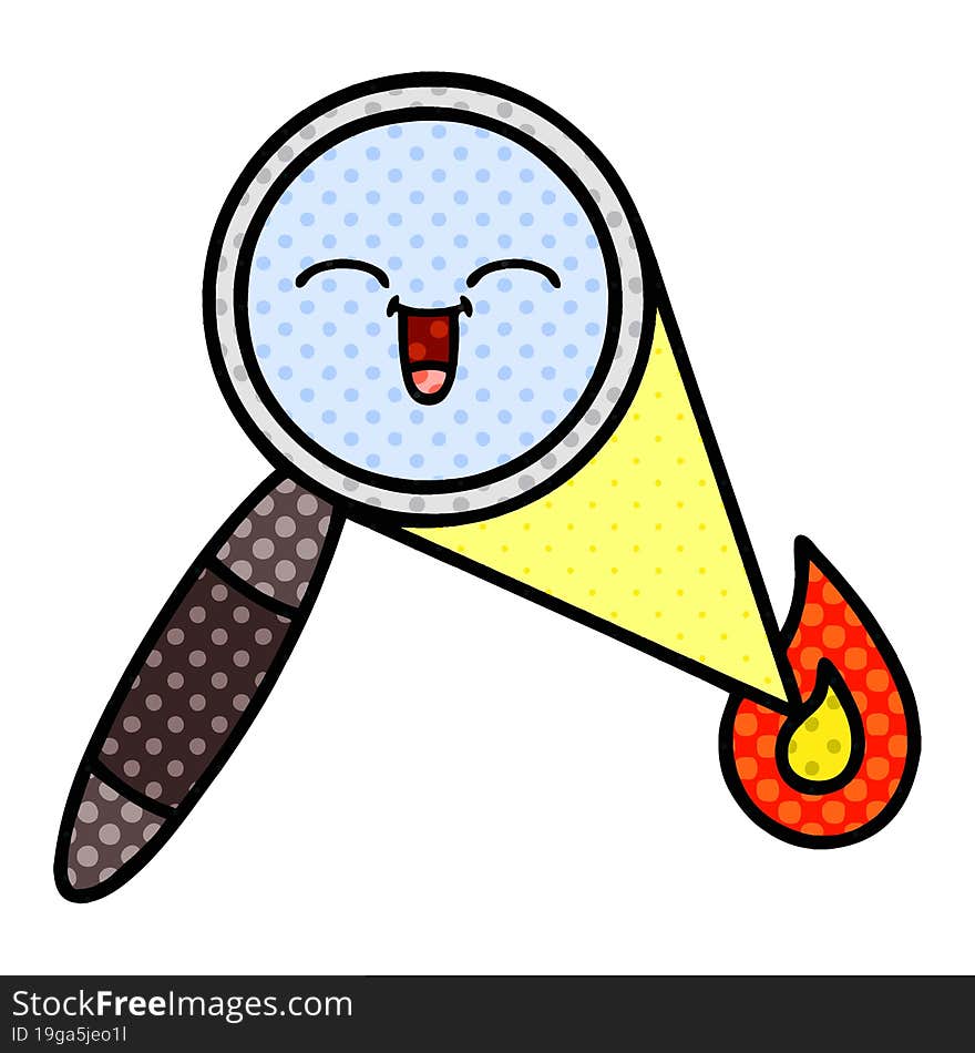 comic book style cartoon of a magnifying glass