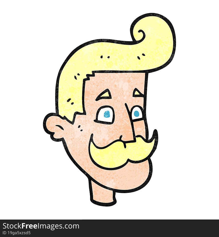 Textured Cartoon Man With Mustache