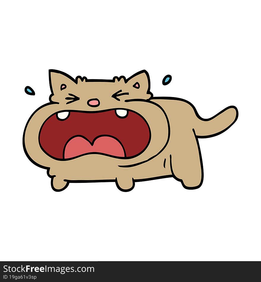 cartoon doodle crying cat