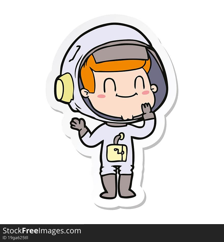 sticker of a happy cartoon astronaut man