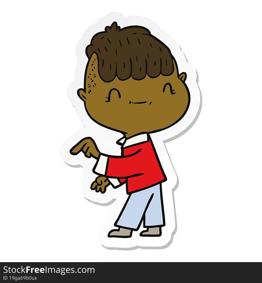 Sticker Of A Cartoon Friendly Boy