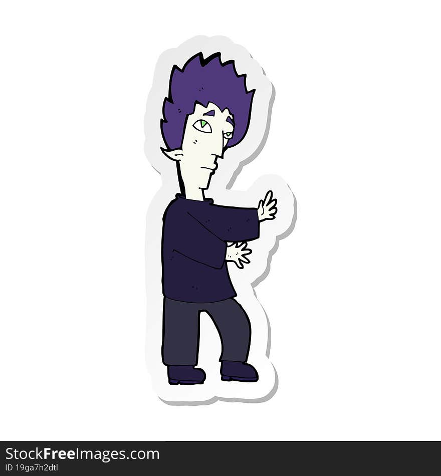 Sticker Of A Cartoon Vampire