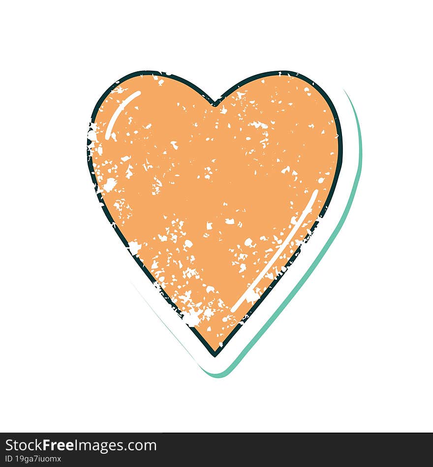 Distressed Sticker Tattoo Style Icon Of A Heart