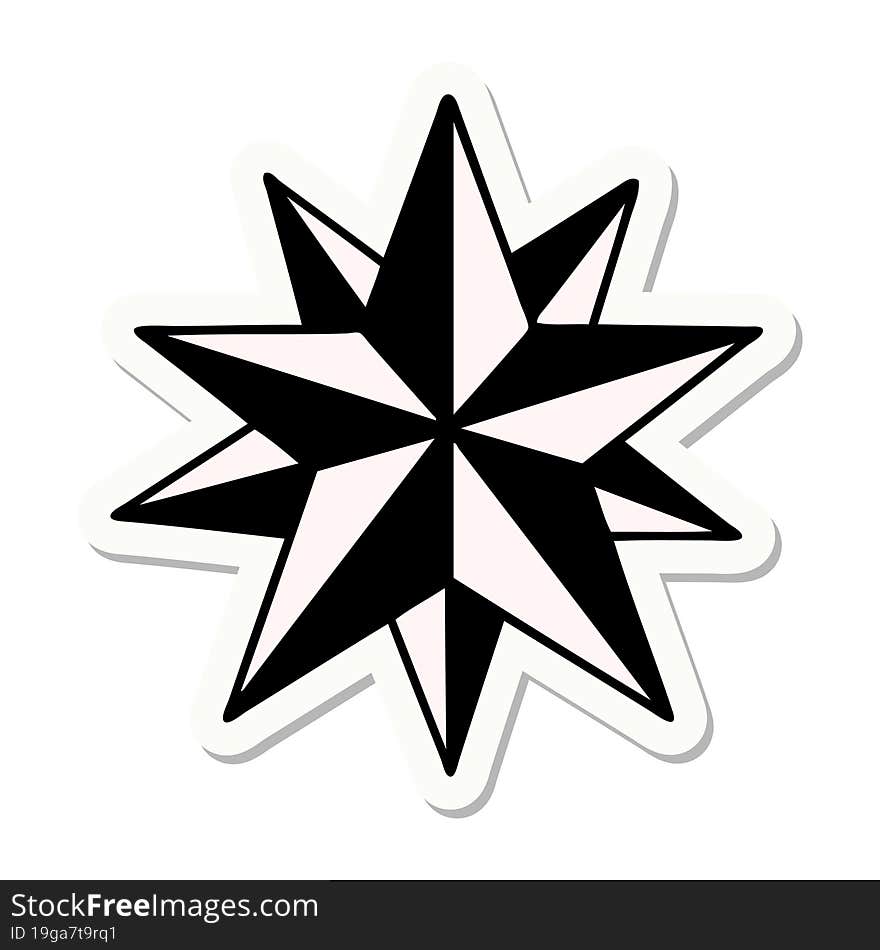 sticker of tattoo in traditional style of a star. sticker of tattoo in traditional style of a star