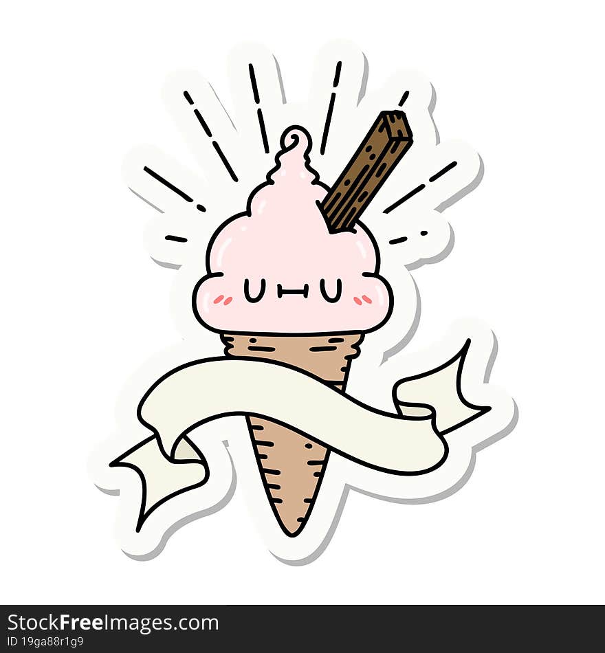 sticker of tattoo style ice cream character