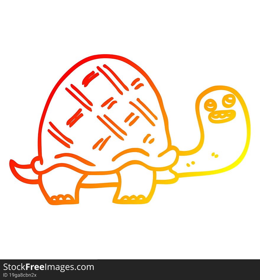 Warm Gradient Line Drawing Cartoon Happy Turtle