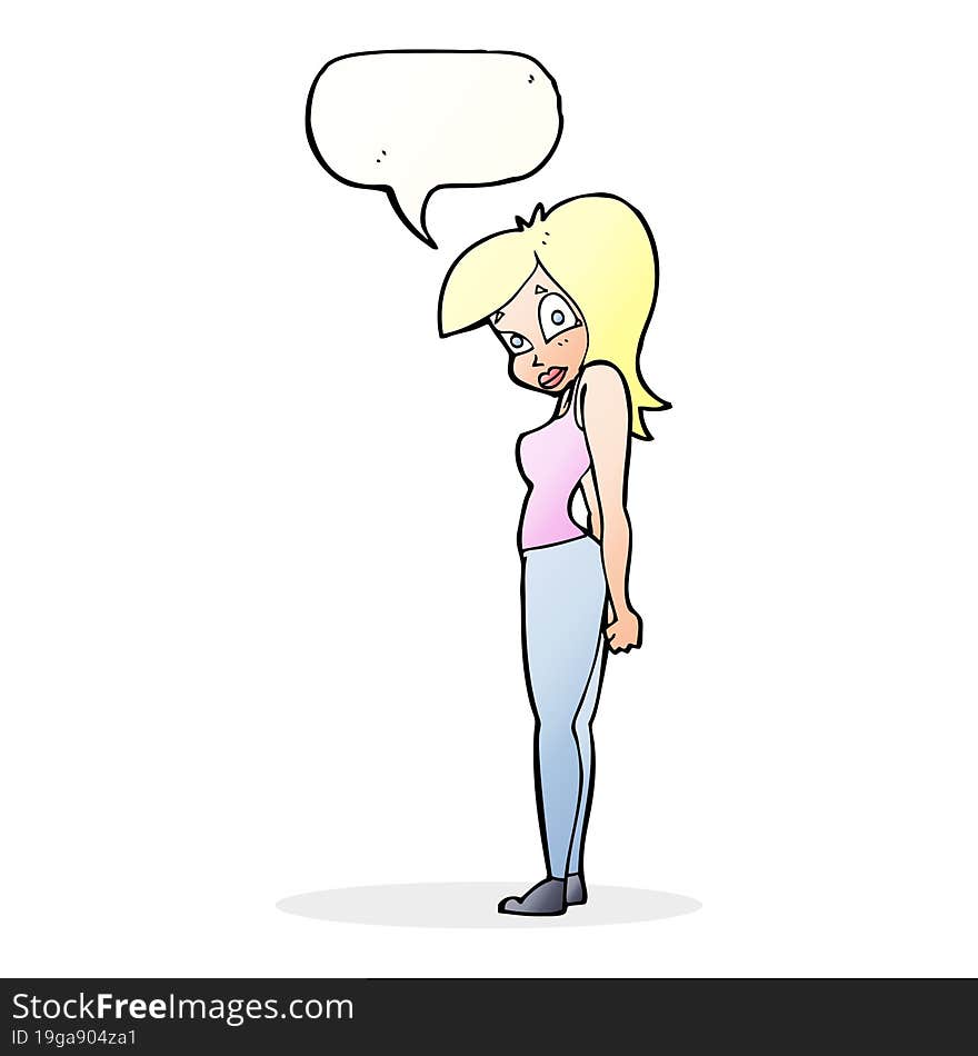 cartoon pretty woman  with speech bubble