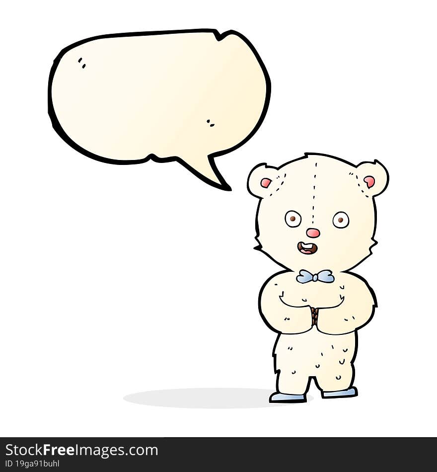 cartoon teddy polar bear with speech bubble