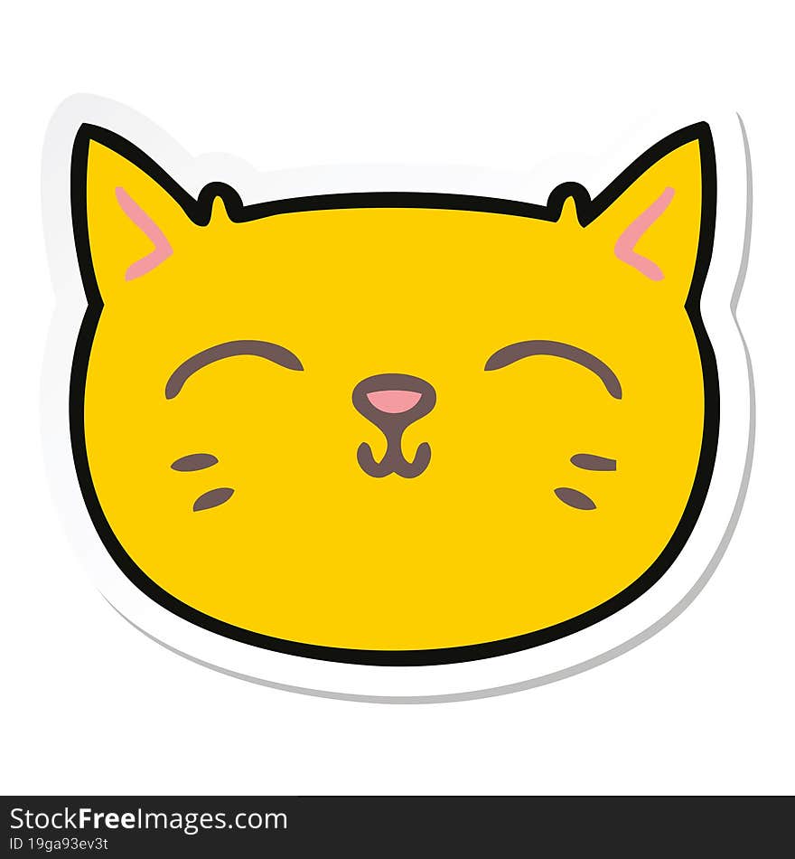 Sticker Of A Quirky Hand Drawn Cartoon Cat Face