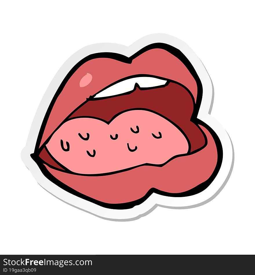 sticker of a cartoon open mouth