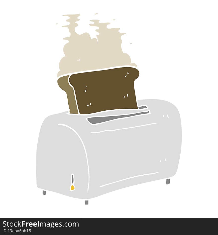 Flat Color Illustration Of A Cartoon Toaster