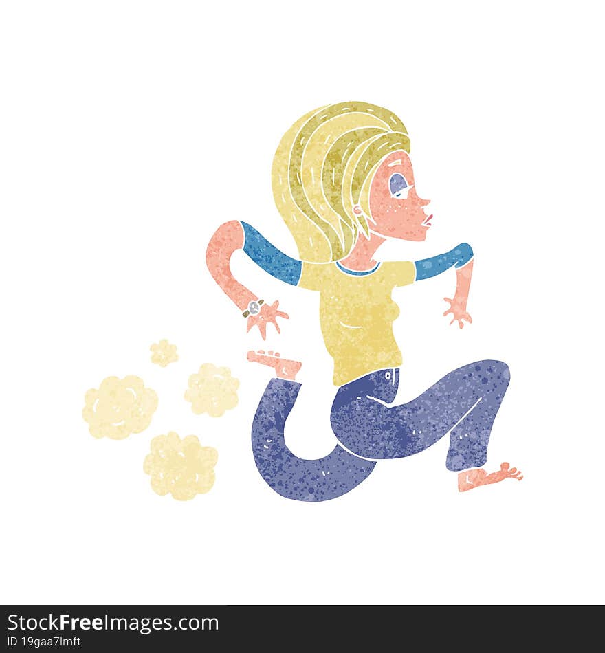 cartoon running woman