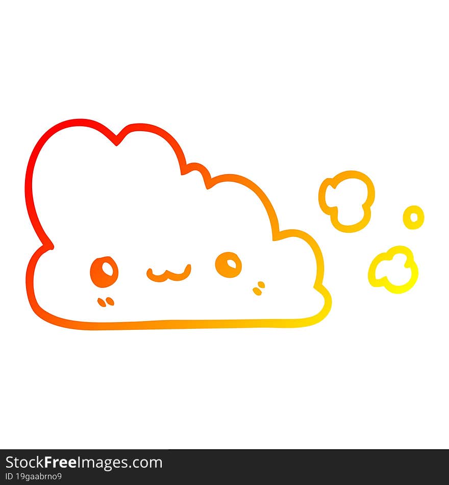 warm gradient line drawing cute cartoon cloud