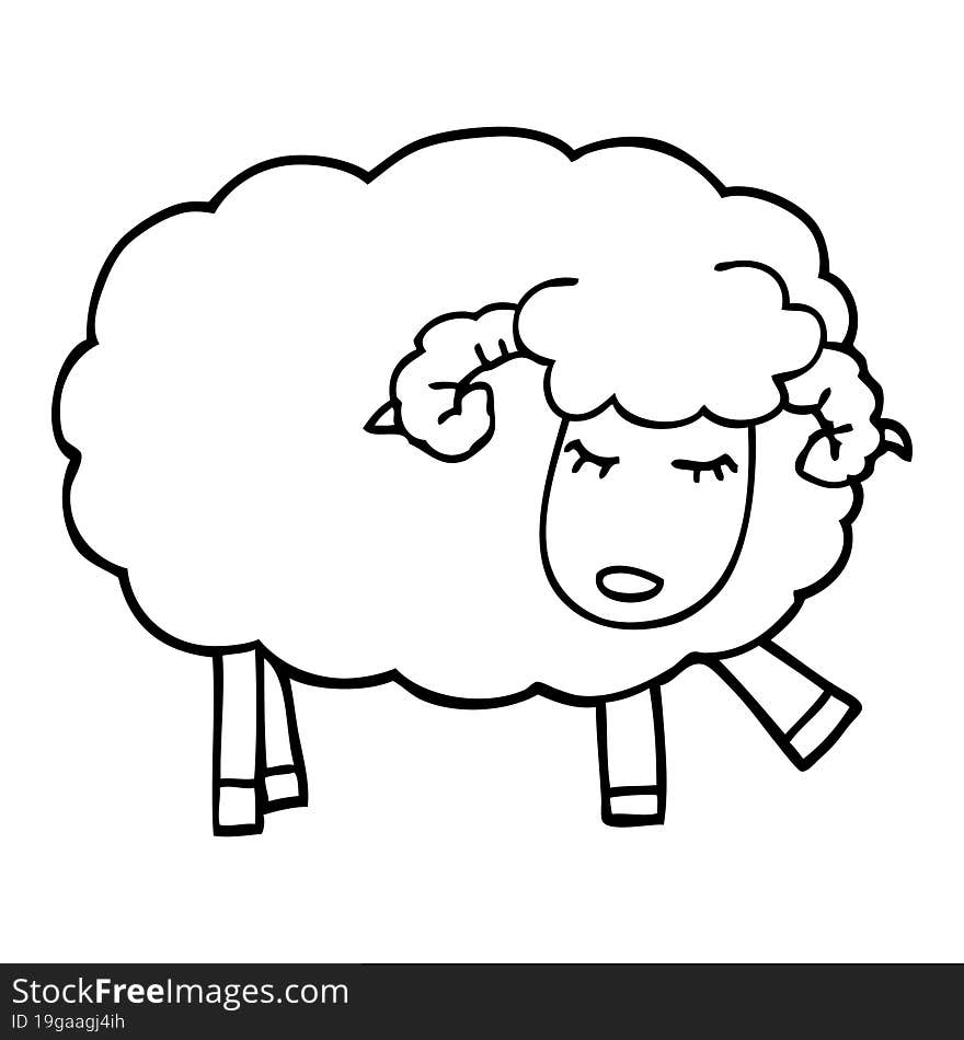 line drawing cartoon cute sheep