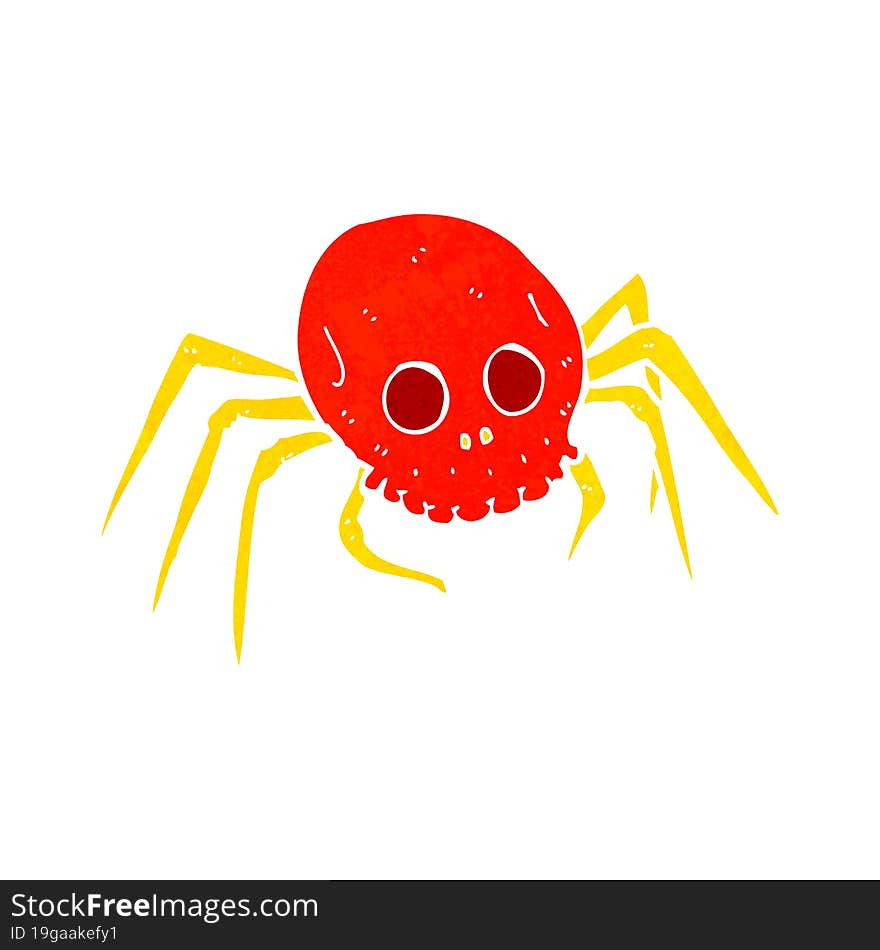 cartoon spooky halloween skull spider