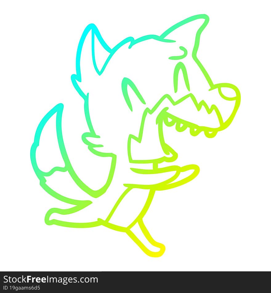 cold gradient line drawing laughing fox running away