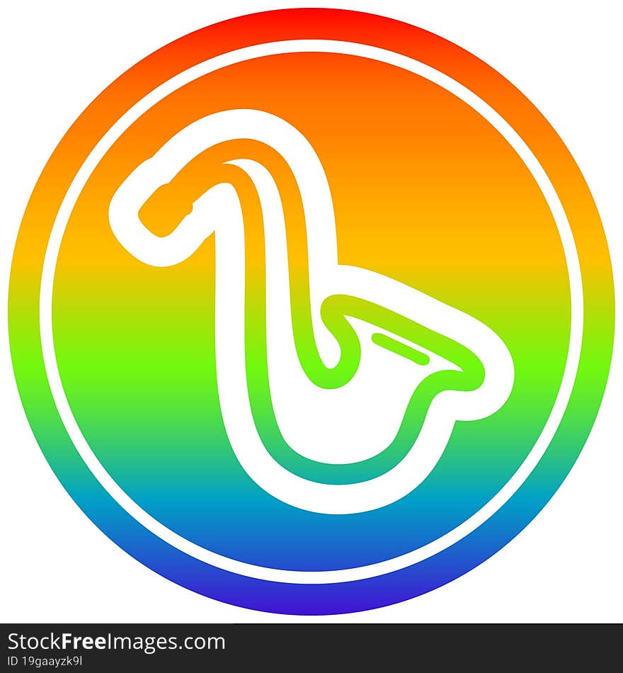 musical instrument saxophone circular in rainbow spectrum