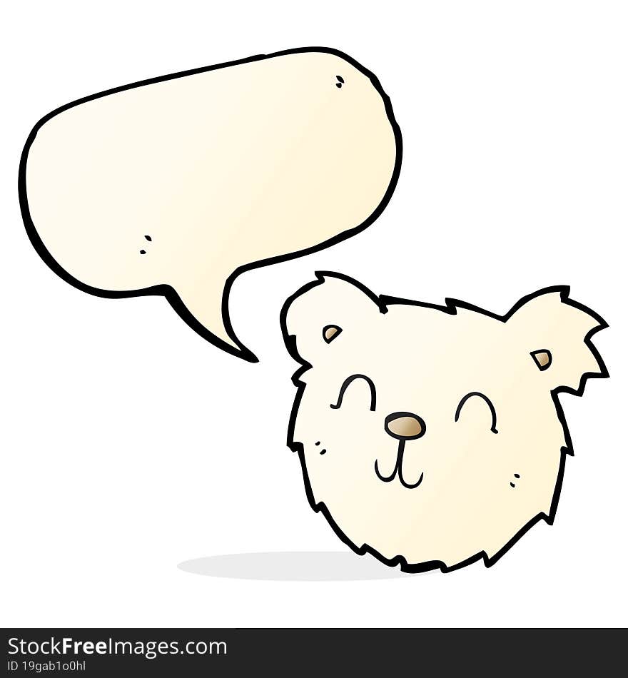 cartoon happy polar bear face with speech bubble