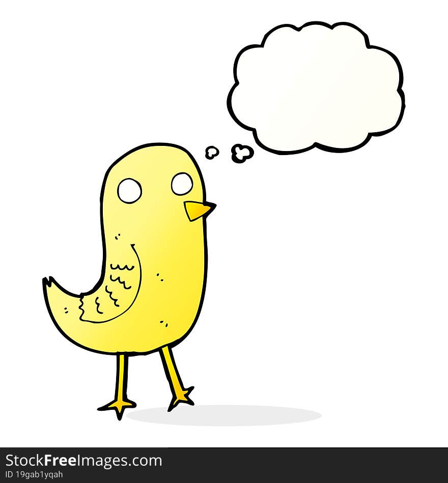 Funny Cartoon Bird With Thought Bubble