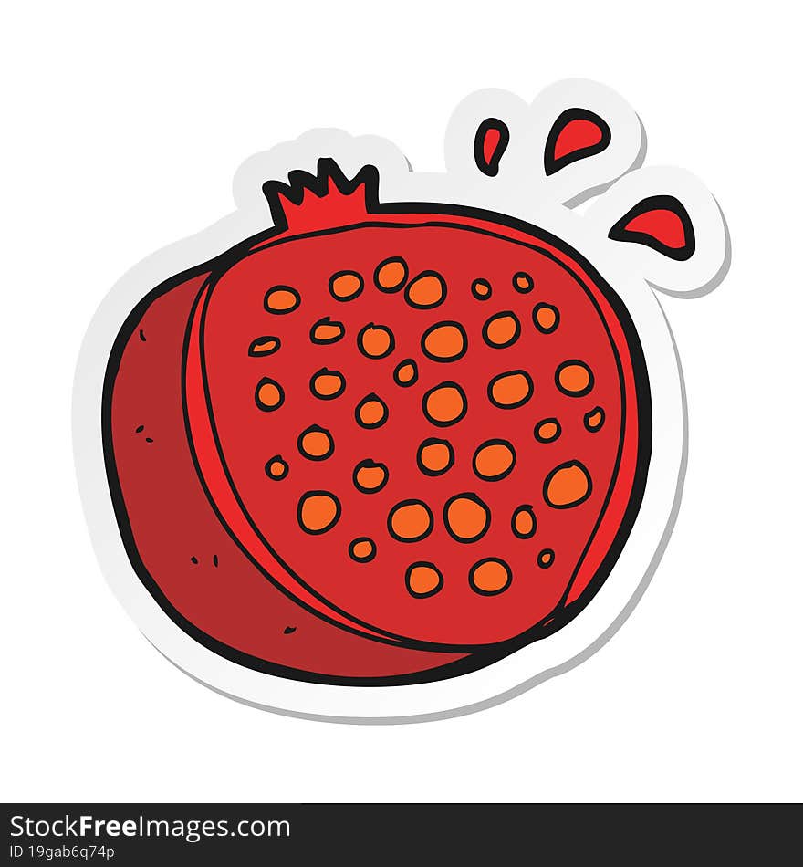 sticker of a cartoon pomegranate