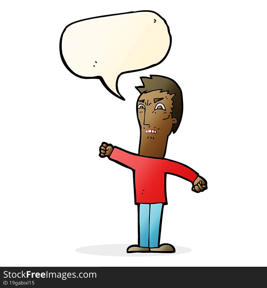 cartoon annoyed man with speech bubble