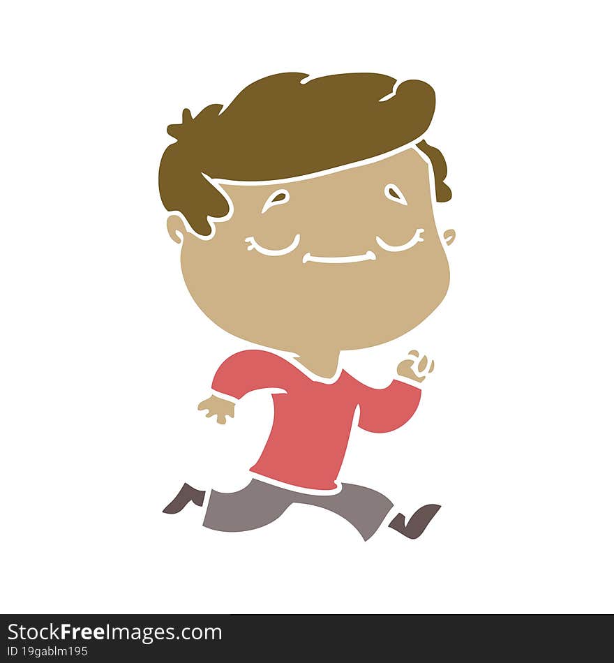 flat color style cartoon peaceful man running