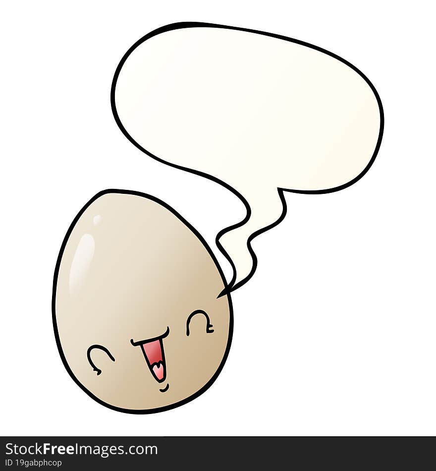 cartoon egg with speech bubble in smooth gradient style