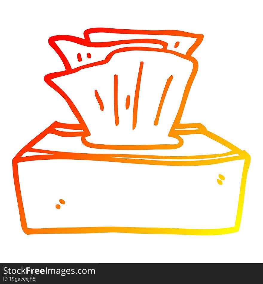 warm gradient line drawing cartoon box of tissues