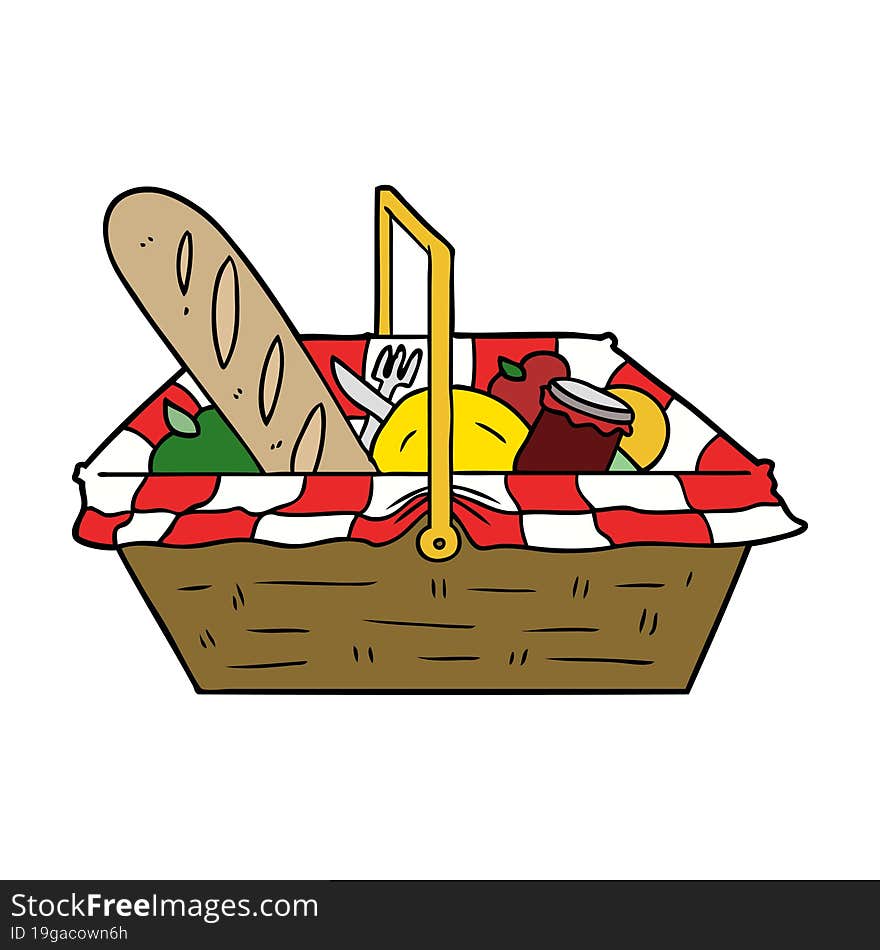 cartoon picnic basket. cartoon picnic basket