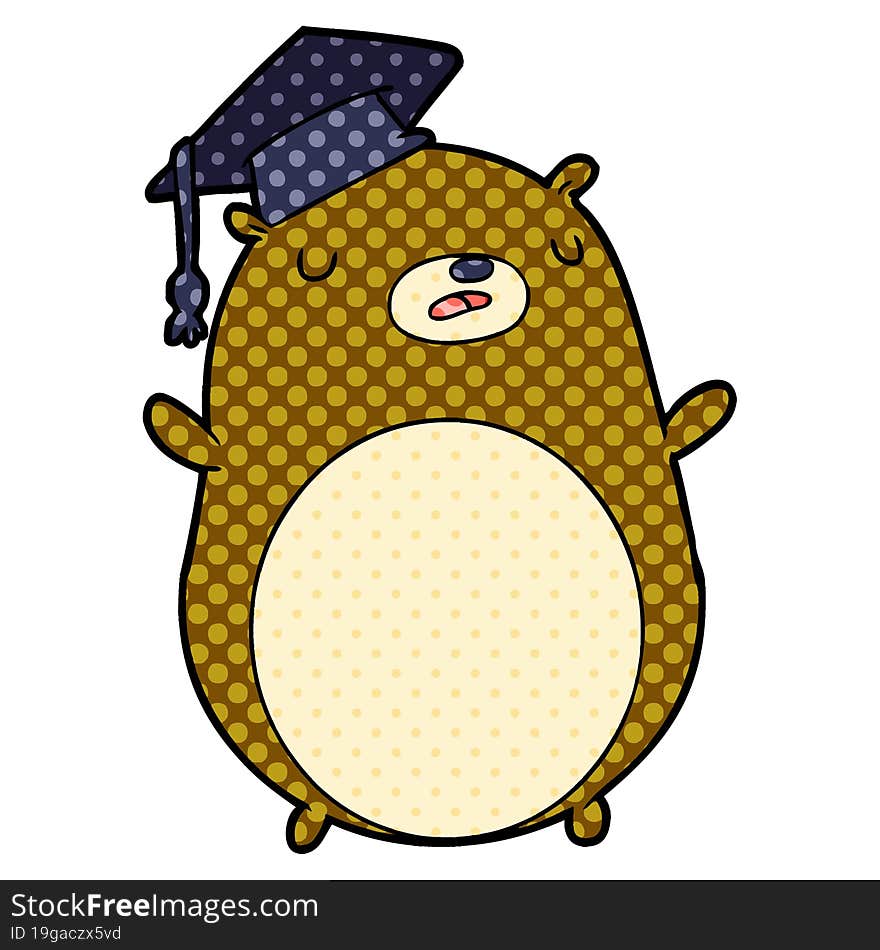 cartoon graduate bear. cartoon graduate bear