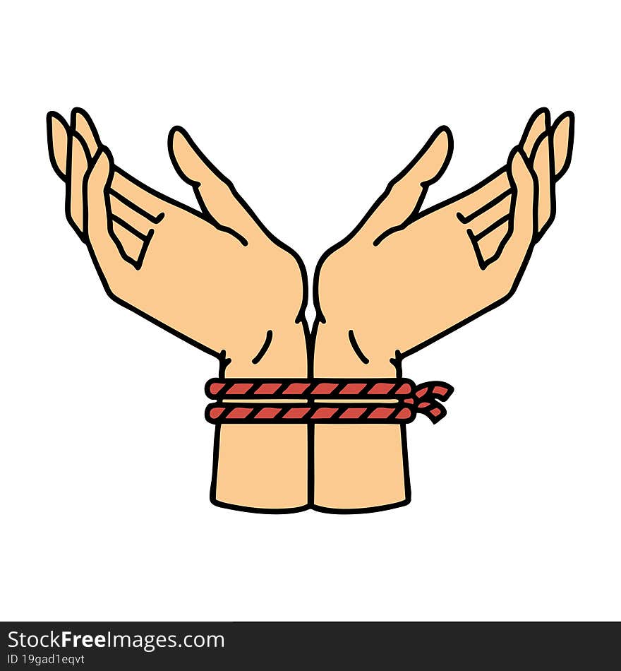 traditional tattoo of a pair of tied hands