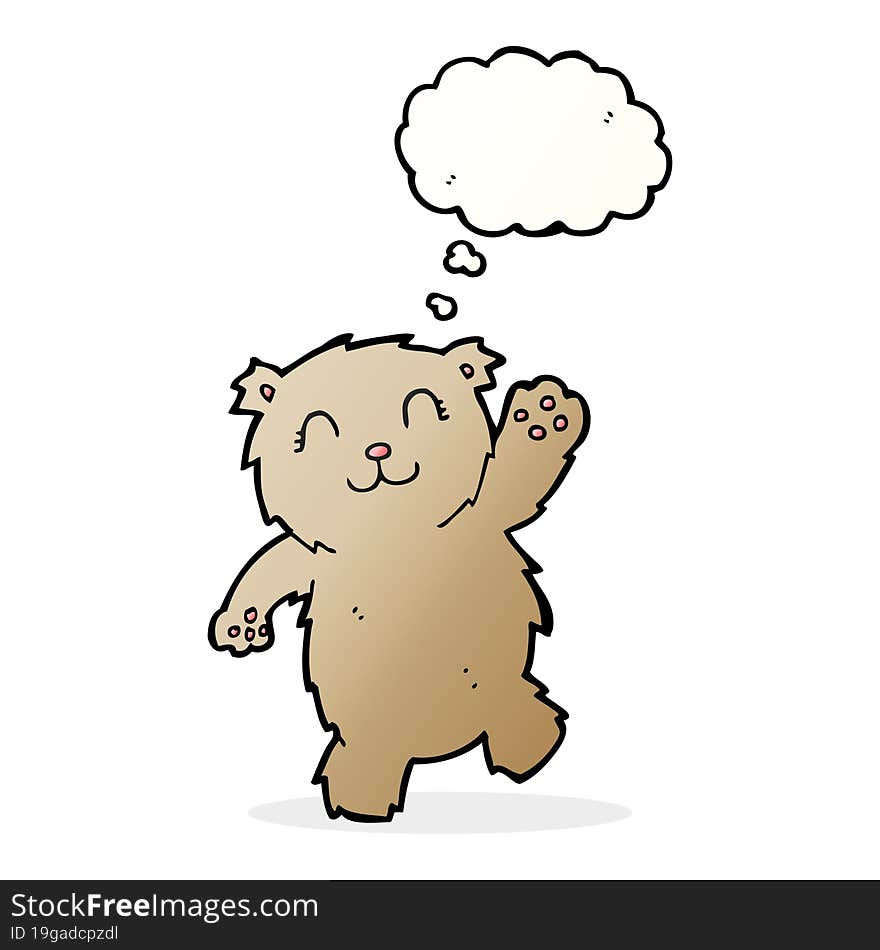 Cartoon Waving Teddy Bear With Thought Bubble