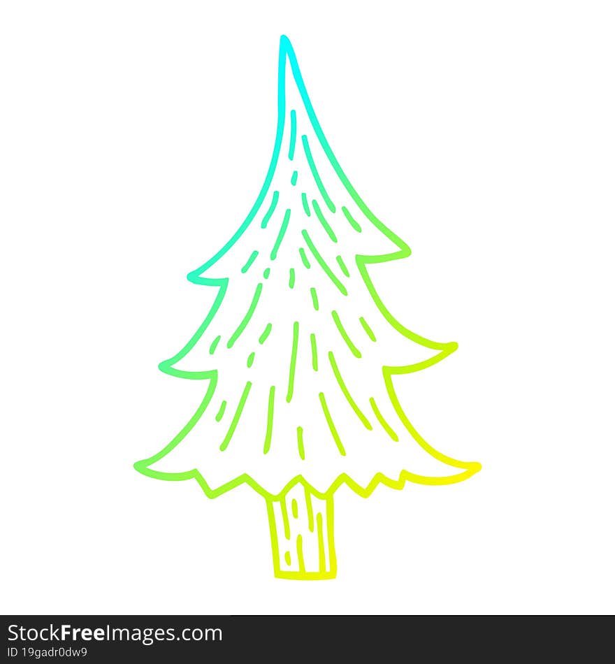 cold gradient line drawing cartoon pine trees