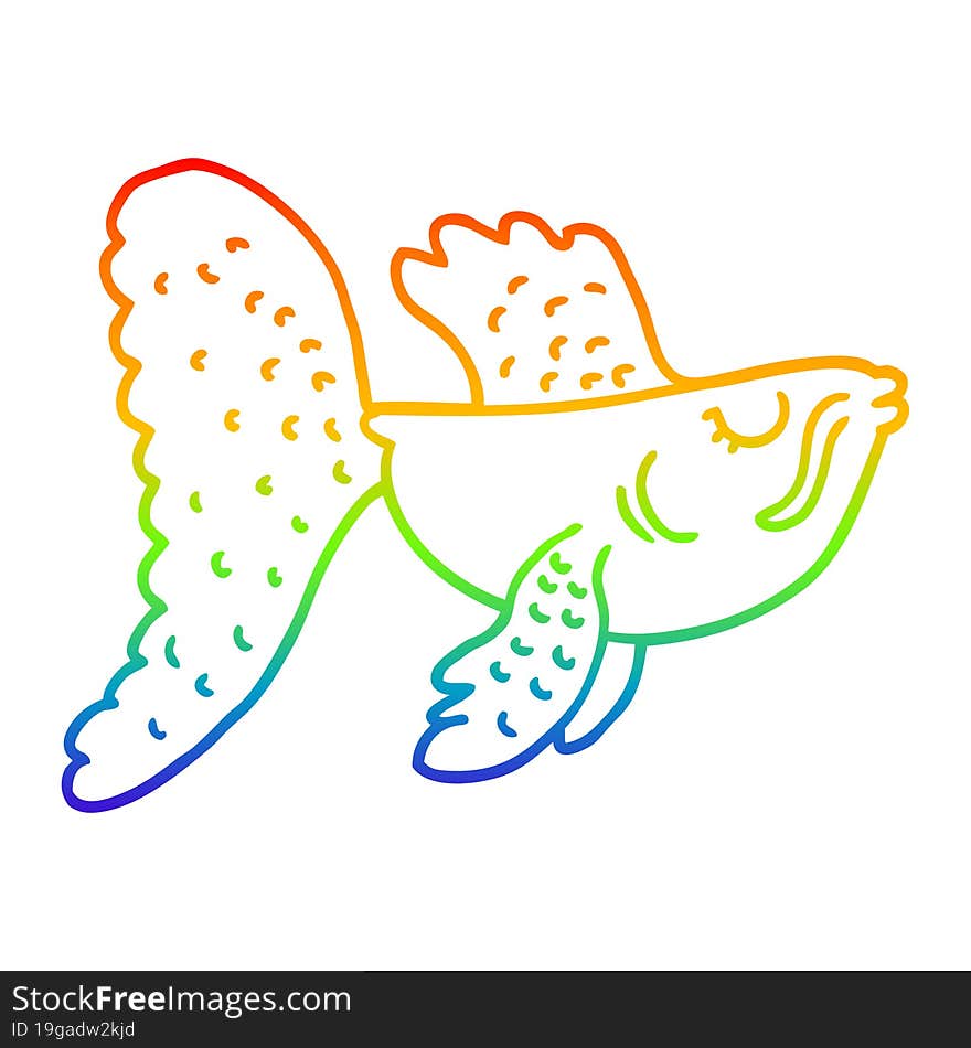 Rainbow Gradient Line Drawing Cartoon Chinese Fighting Fish