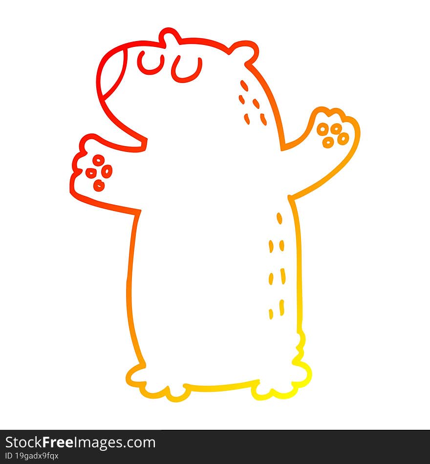 warm gradient line drawing of a cartoon bear standing