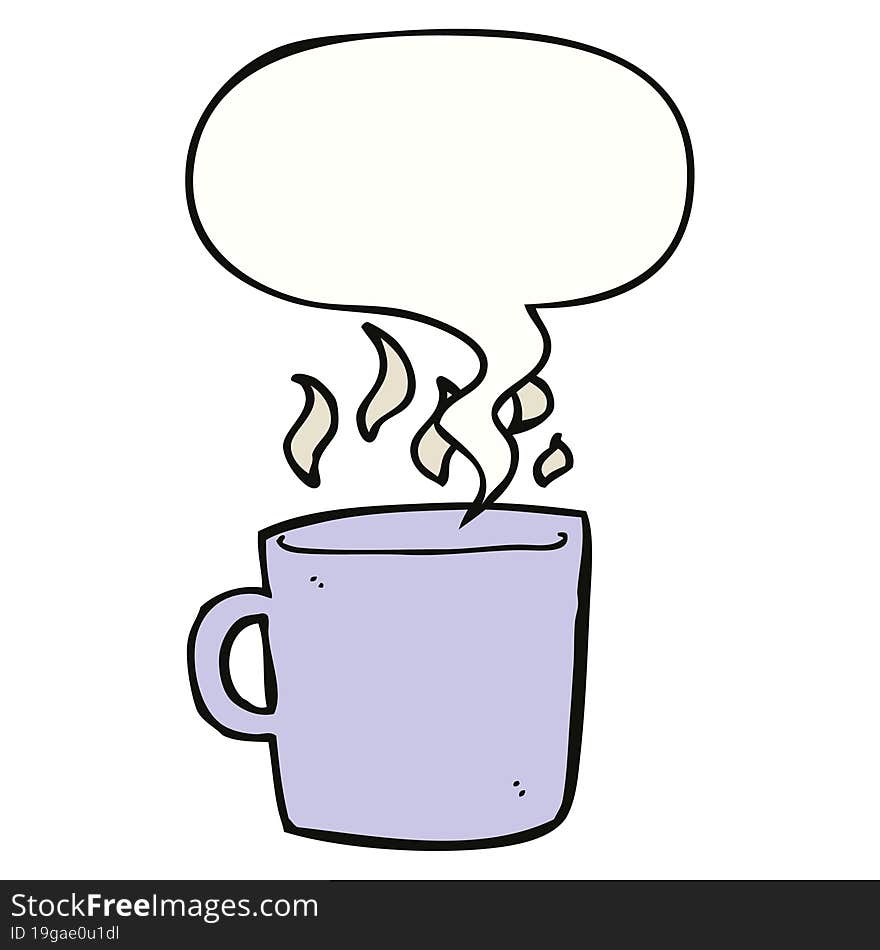 cartoon hot cup of coffee with speech bubble. cartoon hot cup of coffee with speech bubble