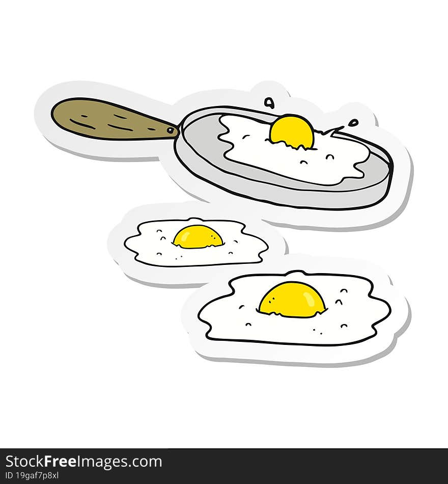 Sticker Of A Cartoon Fried Eggs