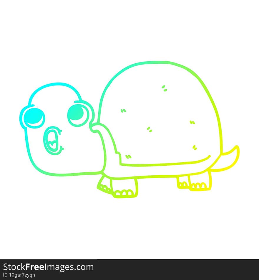 cold gradient line drawing cartoon shocked turtle