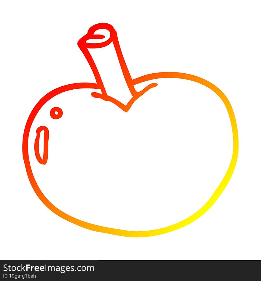 Warm Gradient Line Drawing Cartoon Apple