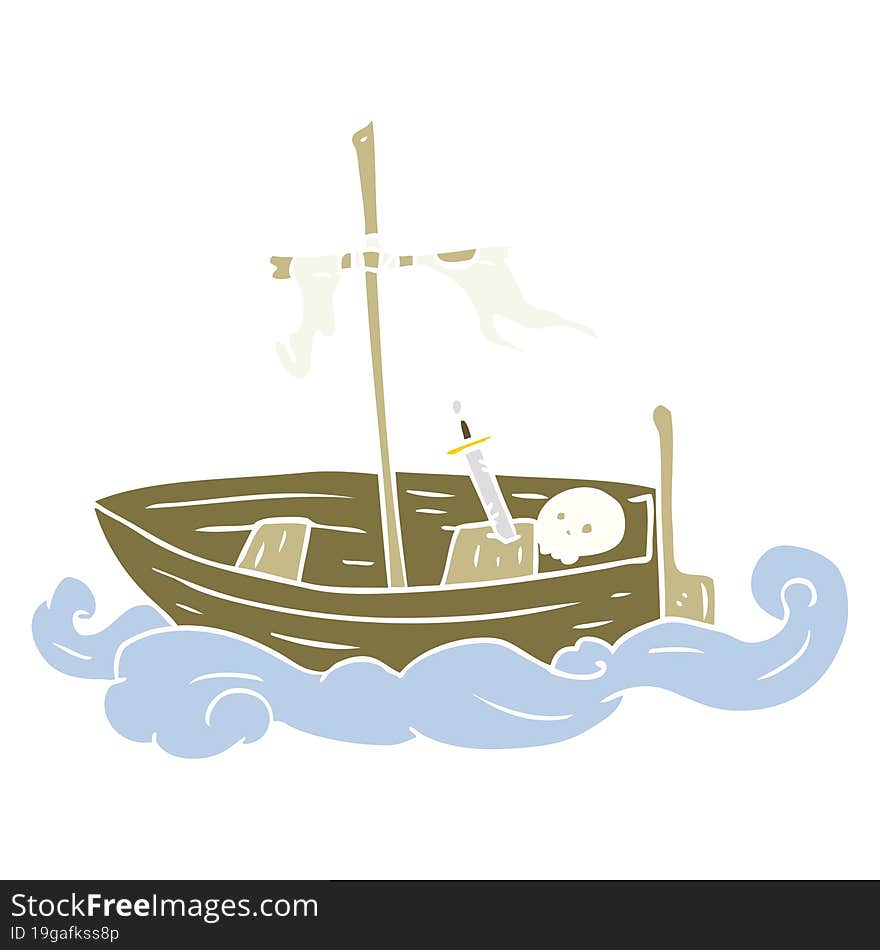 flat color style cartoon old shipwrecked boat