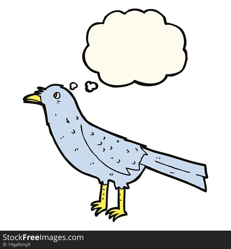 cartoon crow with thought bubble