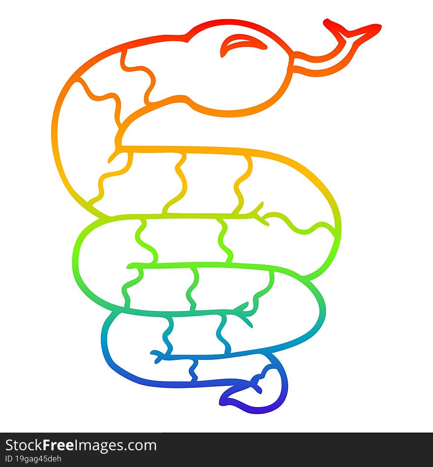 rainbow gradient line drawing cartoon snake