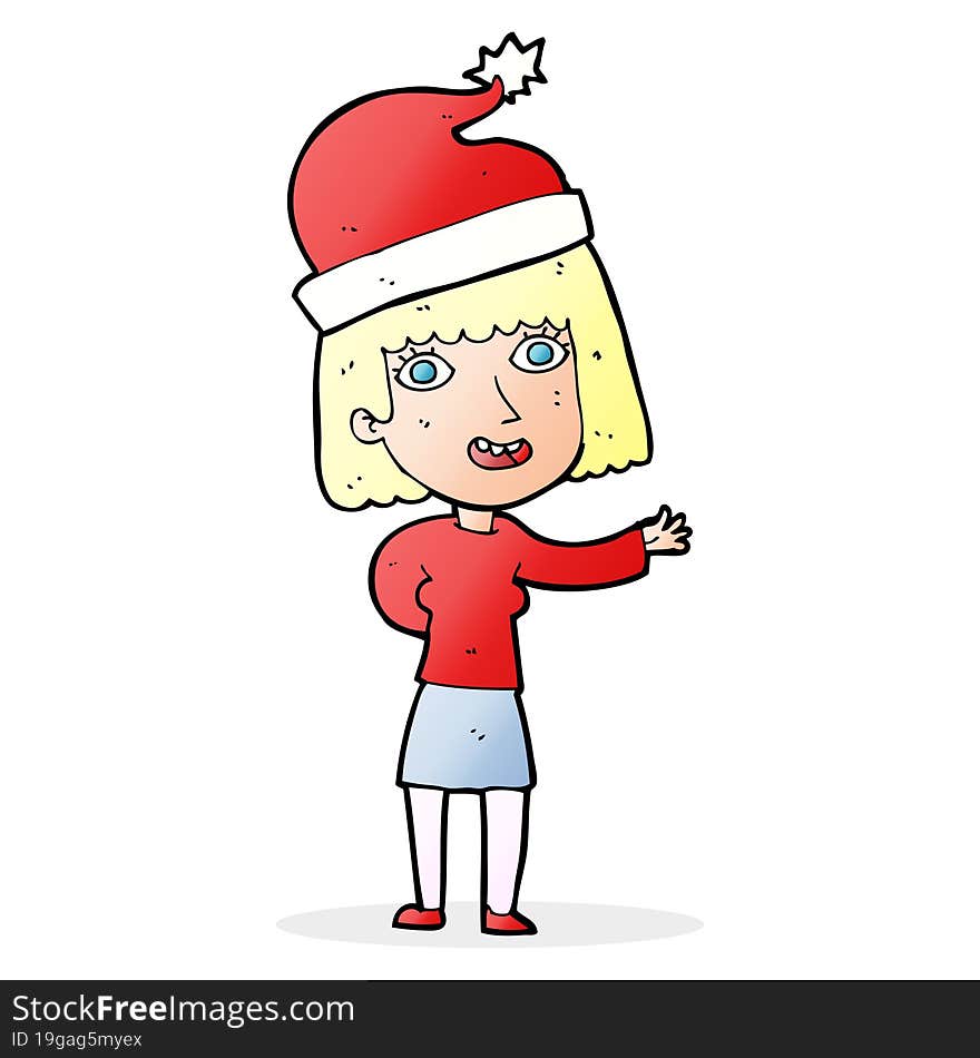 cartoon woman ready for christmas