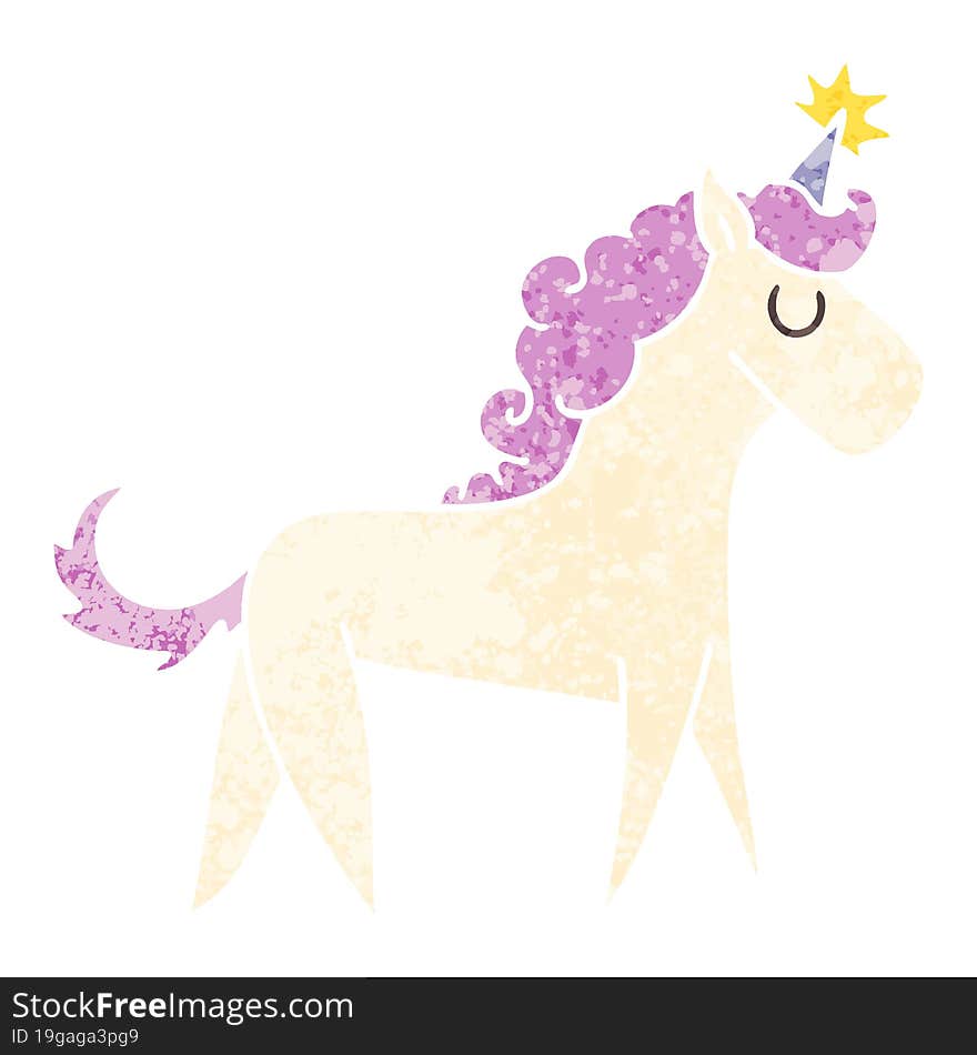 quirky retro illustration style cartoon unicorn